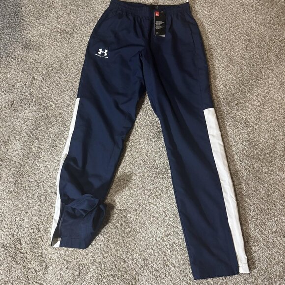 Under Armour Pants Mens Small Navy White Challenger Woven Training Track 1352031 - Picture 1 of 10